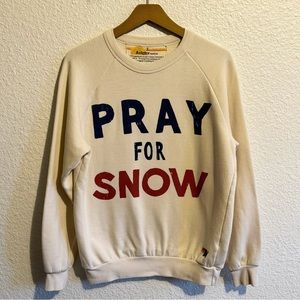 Aviator Nation Pray For Snow Relaxed Crewneck Sweatshirt Vintage White Unisex S